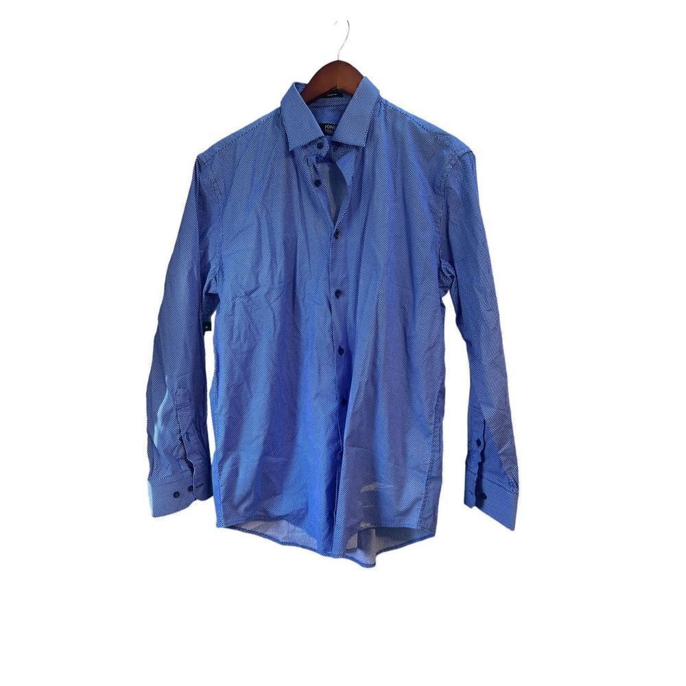 Jones New York Men's Blue Polka Dot Stretch Button-Up Shirt Size Medium